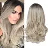 FAVE Mixed Black Ash Light Brown Blonde Synthetic Wig Body Wave MiddlePart Heat Resistant Fiber For Black Women Cosplay Long Wig 1