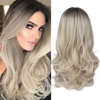 FAVE Mixed Black Ash Light Brown Blonde Synthetic Wig Body Wave MiddlePart Heat Resistant Fiber For Black Women Cosplay Long Wig 1