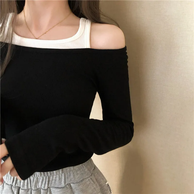 PX2240 Off shoulder long sleeve fake two piece T