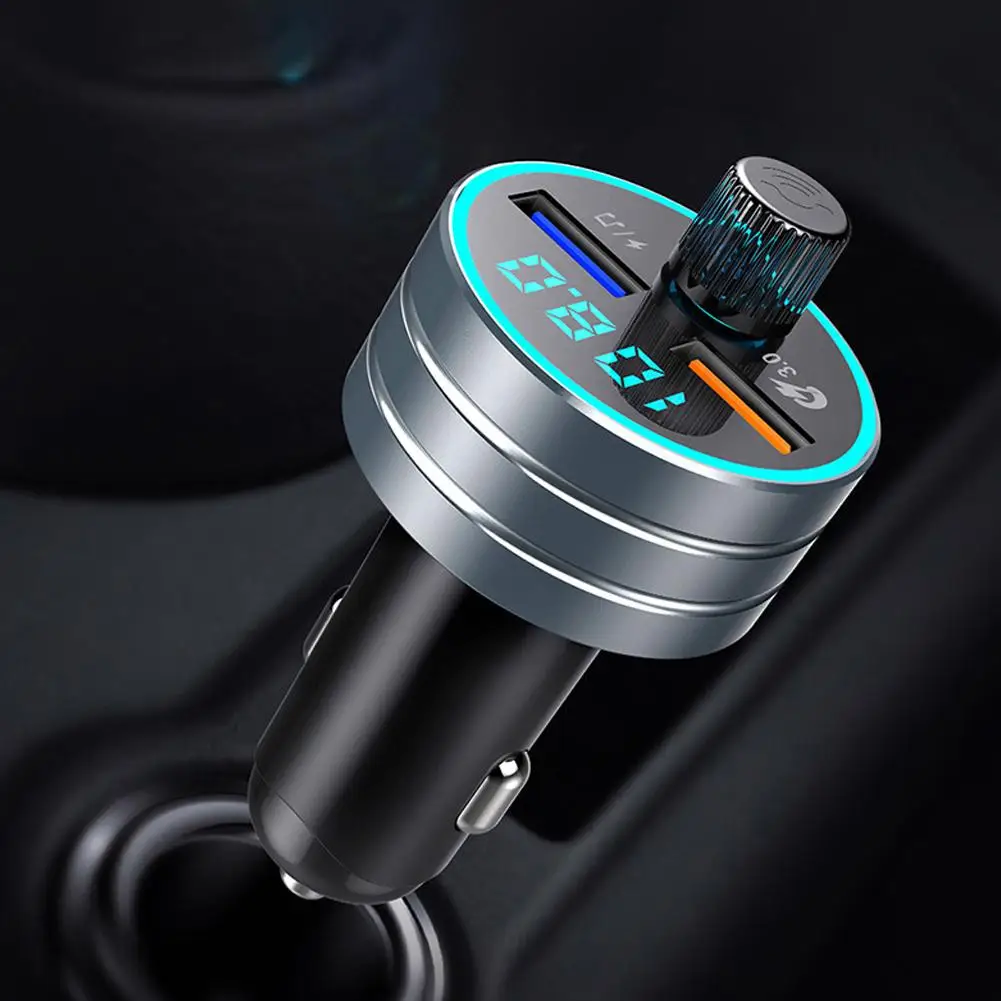Автомобильный Bluetooth 5 0 громкой связи FM передатчик MP3 плеер адаптер с двумя портами