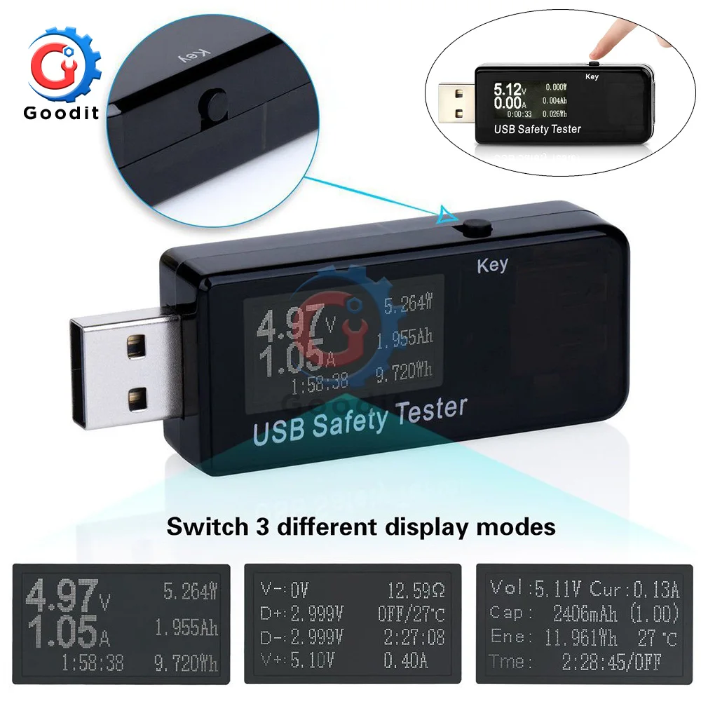 Цифровой Дисплей 3 V-30 V usb-тестер Напряжение ток Зарядное устройство Ёмкость доктор Quick Charge Мощность банк Вольтметр Амперметр