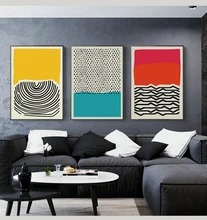

Modern Colorful Red Blue Yellow Abstract Geometric Line Canvas Painting Wall Art Picture Poster Print For Living Room Home Decor