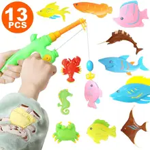 13 шт./компл., Детские магнитные игрушки для рыбалки, 1 стержень, 12 рыбок, Детские ванны, игрушки для родителей и детей, Интерактивная игрушка для игры дома и на улице