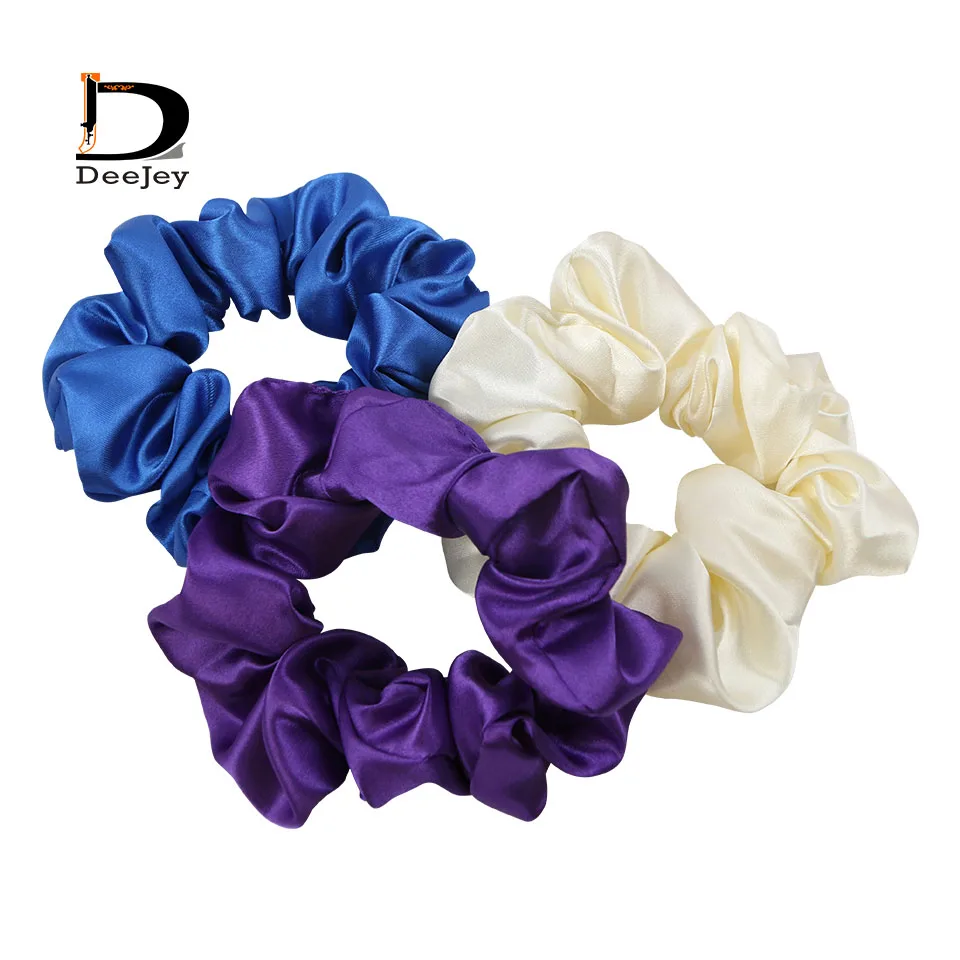 Customize allover soft material popular hair scrunchies silk elastic bobble hair ties colorful scrunchies