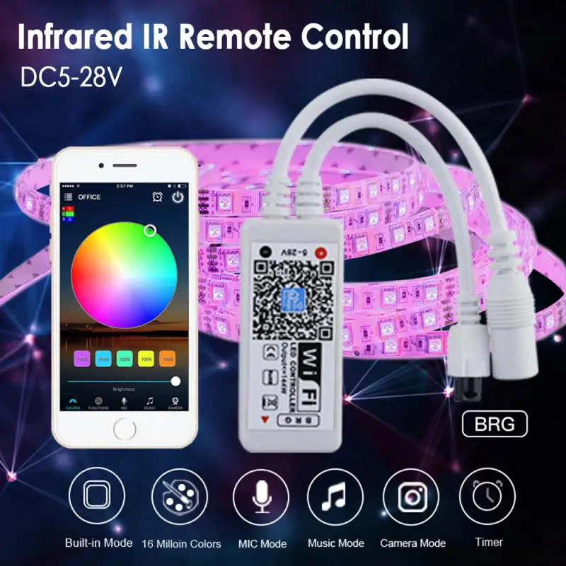 

RGB lamp with led controller 24 key infrared IR remote controller alexa music wifi controller