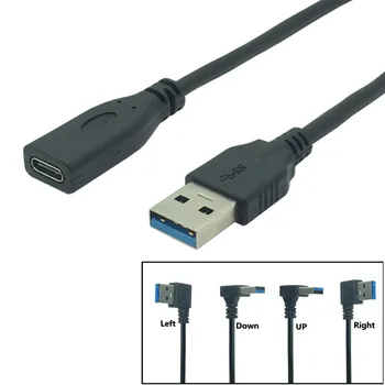 

USB 3.1 Type C Female to USB 3.0 Male Port Right Anlged Cable USB-C To Type-A Connector Converter For Android Mobile Phone 0.2m
