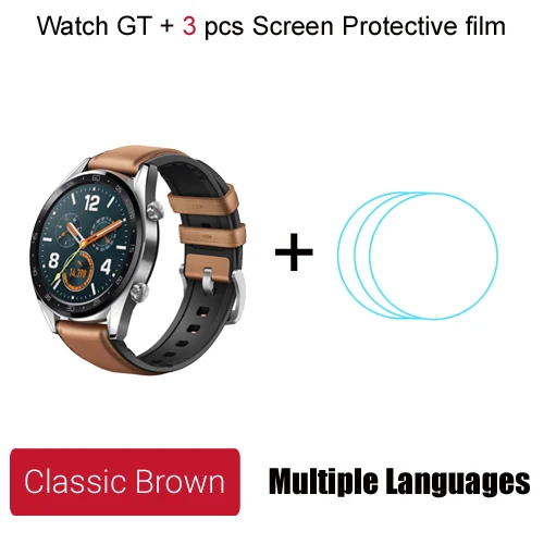 Huawei Watch GT Смарт часы глобальная версия gps 14 дней Срок службы батареи 5 атм водонепроницаемый телефонный звонок частота сердечных сокращений для Android iOS - Цвет: Silver add film