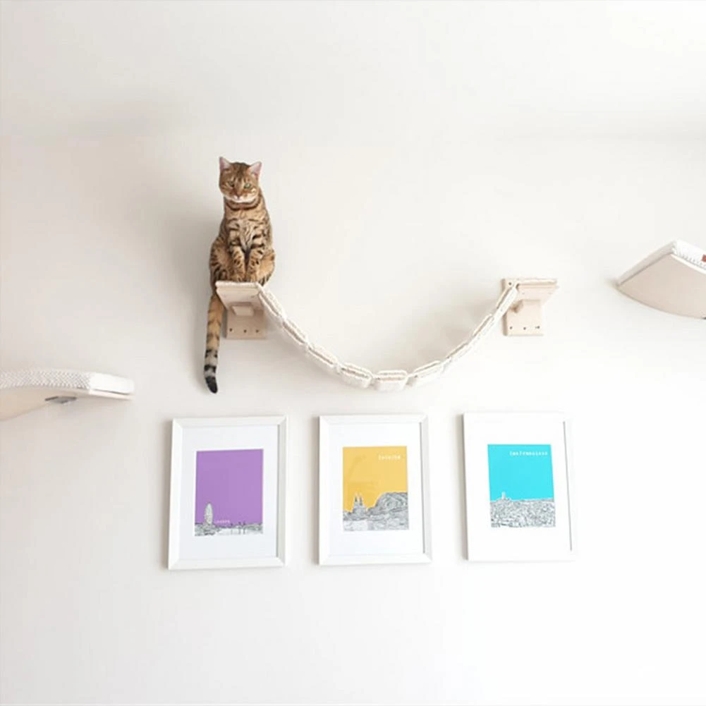 Planche A Plusieurs Niveaux Echelle D Escalade Pour Chat Cadre Mural Corde En Chanvre Pont Suspendu En Bois Massif Echelle Douce Aliexpress