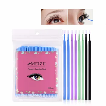 

100pcs/bag Durable Micro Disposable Eyelash Extension Makeup Brushes Individual Applicators Mascara Removing Tools Cotton Swabs