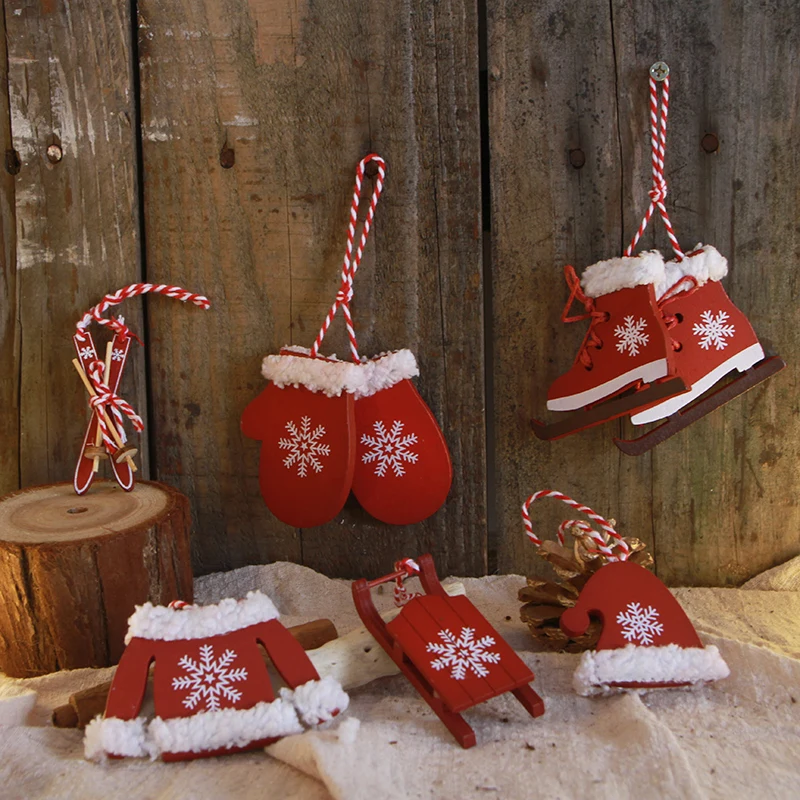 Рождественские Мини Детские подарки inswwood скандинавские снежинки, сани, подвеска, Маленькая рождественская елка, венок, подвесные украшения