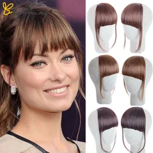 Очаровательные Короткие поддельные волосы челка термостойкие синтетические шиньоны Клип В Наращивание волос для женщин челка прически