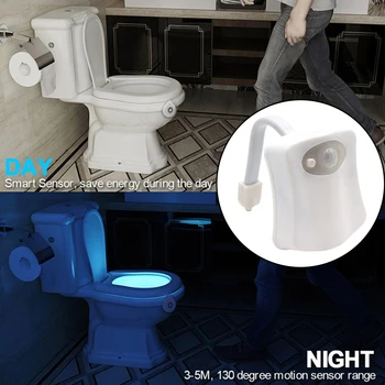 

Toilet Night Light LED Backlight Motion Sensors Color Change Easy to Install
