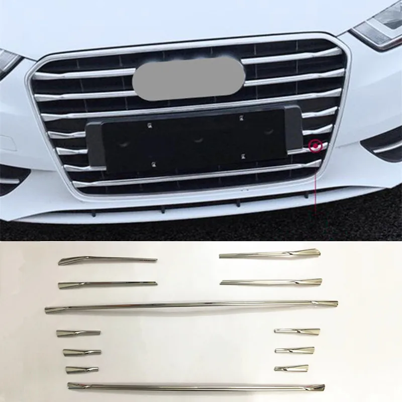 Hatchback 12 pieces Решетка переднего бампера из нержавеющей стали, решетки для отделки, полоски для стайлинга автомобилей, наклейки для Audi A3 Hatchback Sportback Sedan - Название цвета: Hatchback 12 pieces