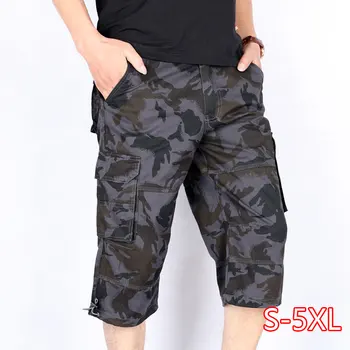 

High Quality Summer Men's Baggy Multi Pocket Military Short Cargo Pants Hot breeches Male Long Men Tactical Short Plus Size 6XL
