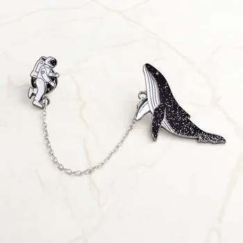

Japanese cartoon badge Astronaut space whale alloy brooch corsage accessories gift