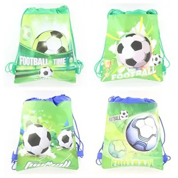 

12pcs Soccer Pattern Drawstring Bag Football Design Storage Backpack Children School Bag Toys Received,Beach Bag
