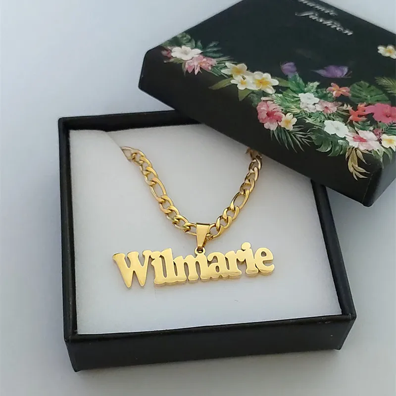 Gold Figaro Chain Necklace Custom Name 