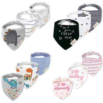 

New 3 Pcs Newborn Baby Feeding Bib Infant Saliva Towel Dribble Bandana Feeding Apron