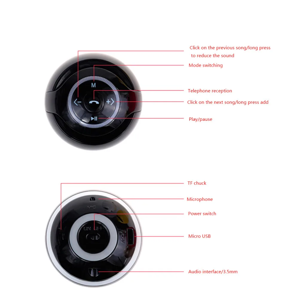 Громкий светодиодный Bluetooth динамик беспроводной шар мини Handfree TF FM радио музыка громкий динамик s ручной звонок для iPhone 6 ПК с микрофоном