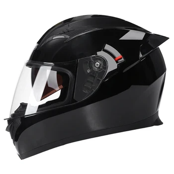 

Black Motorcycle Helmets Moto Motocross Riding Racing Biker Helmet Double Lens Full Face Motorcycle Helmet Casco Capacete