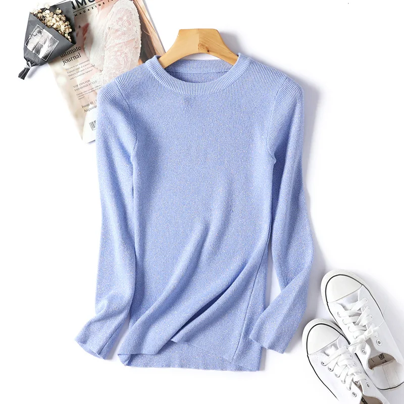 Sweater Women Turtleneck Pullovers Sweaters Winter Tops Lurex Pull Femme Elasticity Casual Jumpers Slim Tight Knitwear | Женская одежда