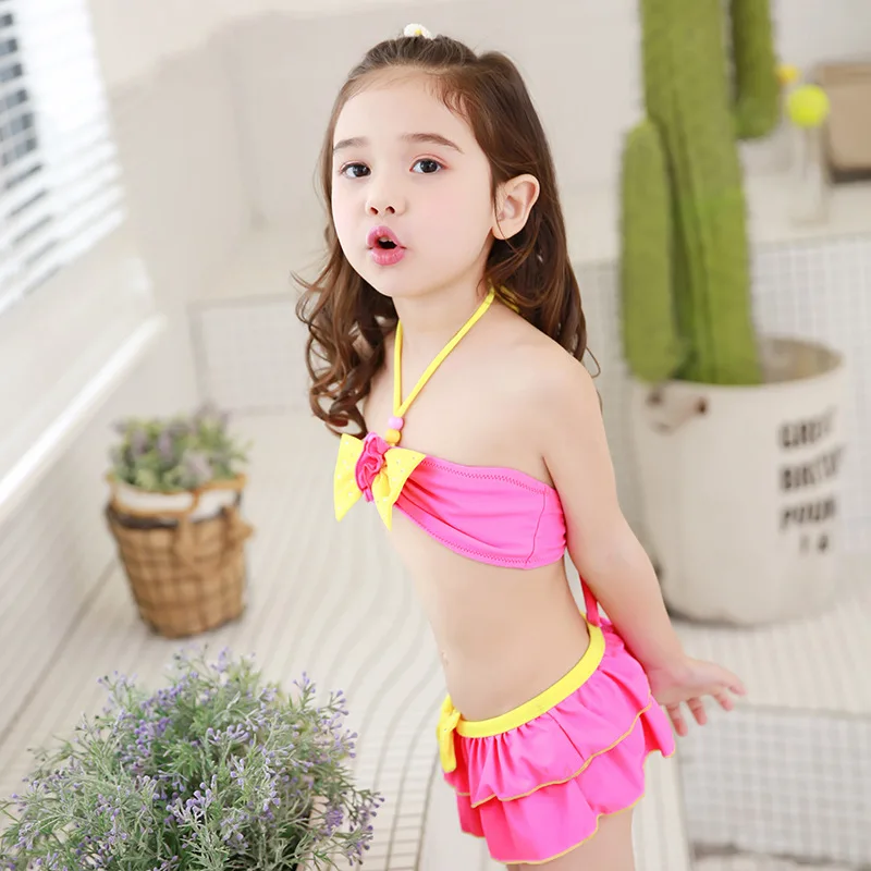 

KID'S Swimwear GIRL'S Baby Big Boy Bikini Three-piece Set Cover-up Lace-up Bow Quick-Dry Catwalks Swimwear