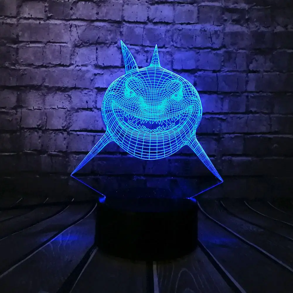 

Fierce Shark Fish shape 3D USB LED Lamp Underwater Ocean World Animal 7 Colors Changing Desk Table Night Lighting kids toys gift