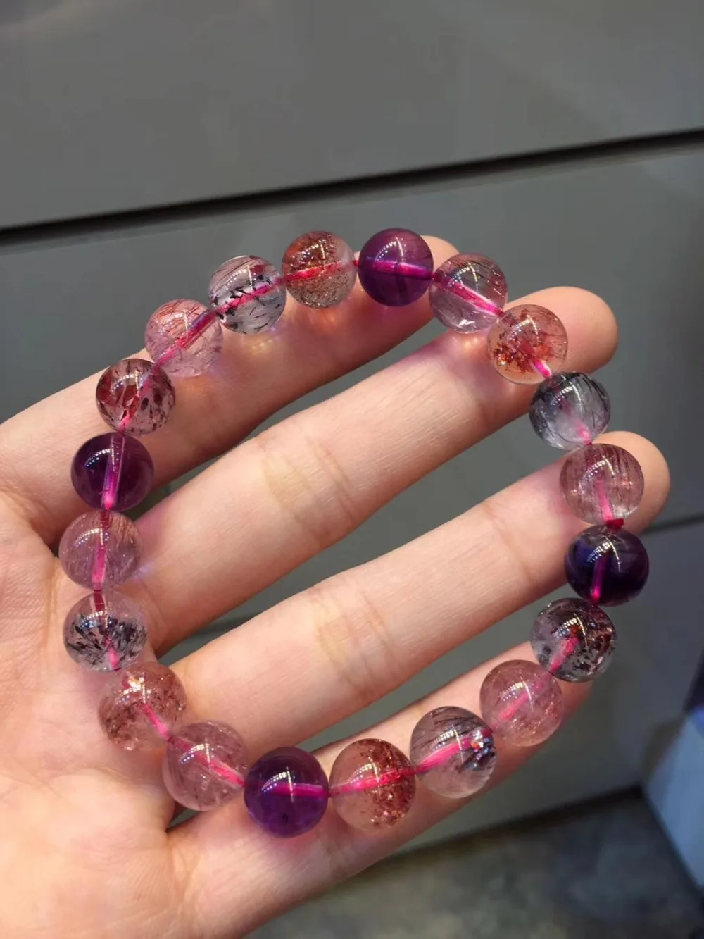 12 мм натуральный Lepidocrocite рутилированный браслет для женщин и мужчин заживление супер 7 Камень круглые бусины ювелирные изделия с бриллиантами AAAAAA