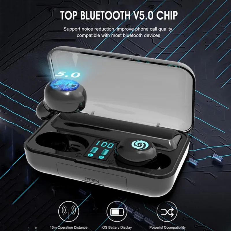 Спортивные наушники Bluetooth 5,0 гарнитура TWS беспроводные наушники мини наушники с цифровым дисплеем сенсорные стерео наушники
