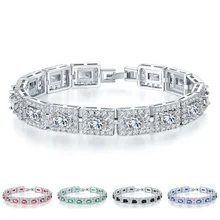 Новые роскошные серебряные браслеты и браслеты с квадратным льдом ААА циркония для женщин, свадебные украшения из медного материала, элегантный подарок для дам