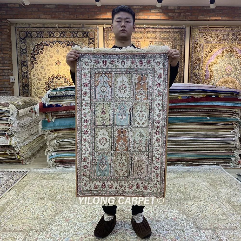 Yilong 2'x3' турецкий Шелковый ковер сад дизайн ручной работы изысканный четыре сезона ковры (HF135B)