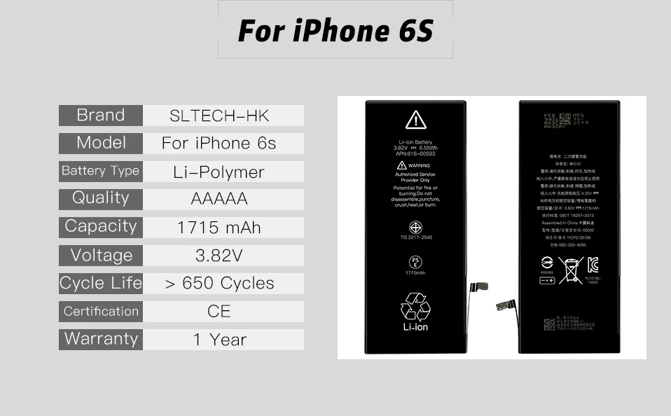 Литиевая батарея для iPhone 6S сменные батареи внутренний телефон Bateria 1715mAh+ Инструменты для ремонта