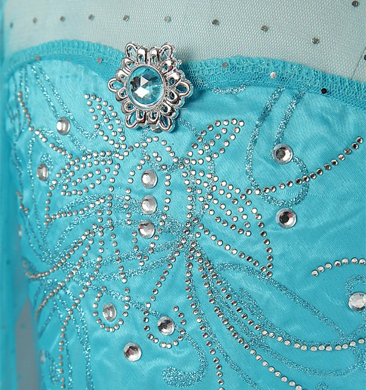 4-10T Girls Elsa Party Princess Dress Baby Girls Summer Elegant Long Sleeve Blue Dresses Birthday Party Fantasy Ball Anna Dress