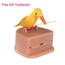 Contenedor de palillos de dientes para pájaros pequeños, dispensador automático de palillos de dientes, caja de almacenamiento, decoración de escritorio, accesorios de cocina