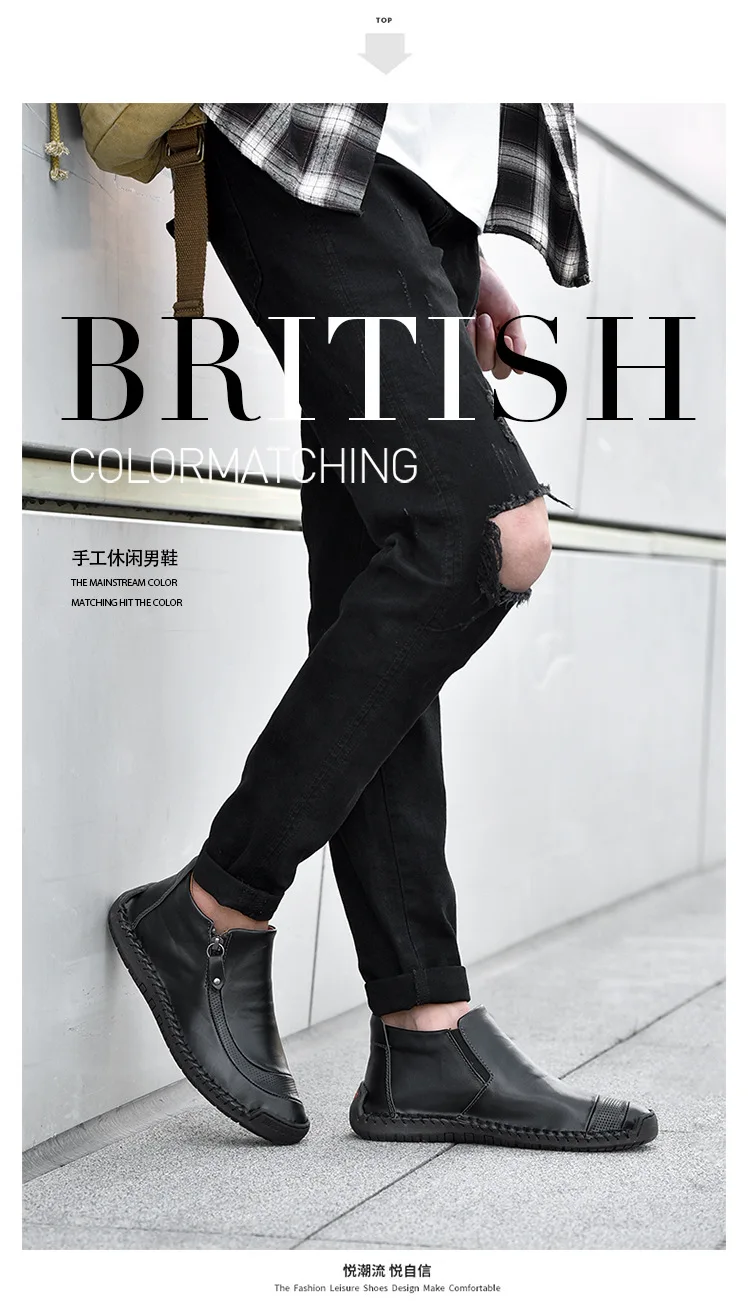 Men Casual Shoes Genuine Leather Men Work Boots Winter Cotton Loafers Cowhide Footwear Warm Cloth Shoes Ankle Safety Boots