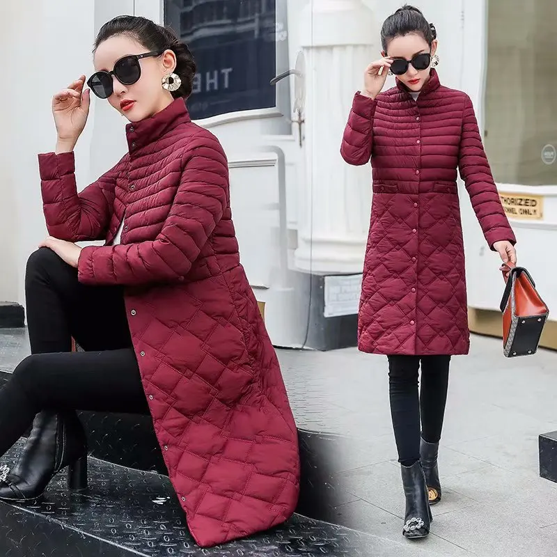 

Lightweight, Mid-length Cotton-padded Clothes 2018 Autumn New Style Korean-style Stand Collar Slim Fit Large Size Middle-aged Mo