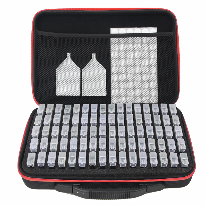 

80 bottles Handbag Zipper Design storage box Diamond storage box New Diamond embroidery diamond painting tool Drill Storage case