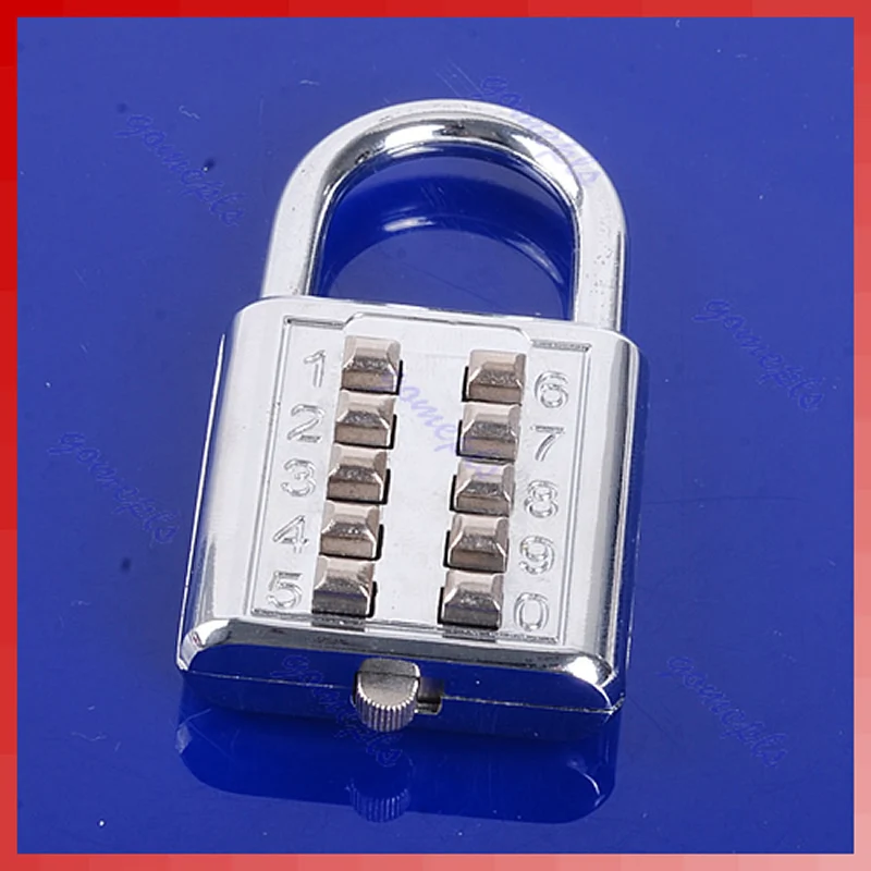 

1 PC 5 Digit Push-Button Number Combination Luggage Travel Code Lock Padlock Silver