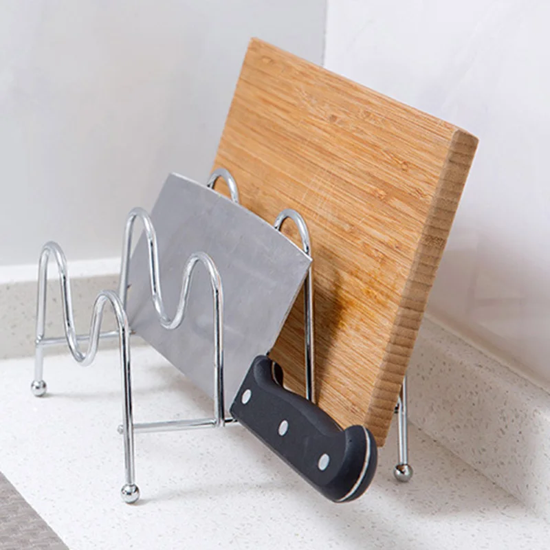Подставка для сушки посуды с крышкой кастрюли, подставка для кухонного инструмента, держатель для кастрюли, металлическая подставка, базовый нож с доской, Органайзер