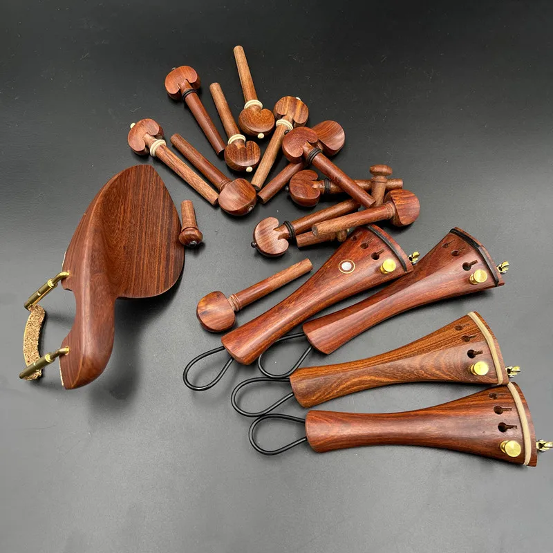 1 set 4/4 Violin Rosewood Tailpiece Tuning pegs Endpins Chin rest/Chin Holder ebony Jujube wood Fiddler parts Accessories violin tuning pegs violin tailpieces violin chin rest