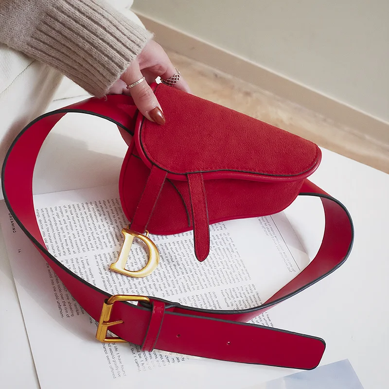 

Instagna-style versatile frosted cross-body mini retro d-word saddle bag