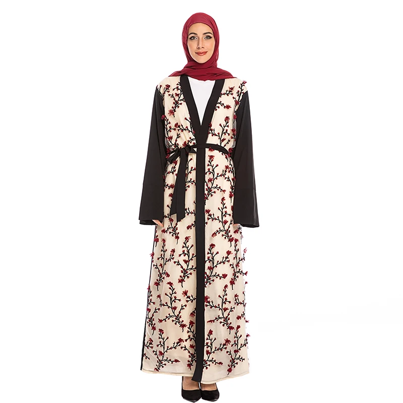 Цветочное кимоно Дубай Abaya хиджаб мусульманское платье женское кафтан халат