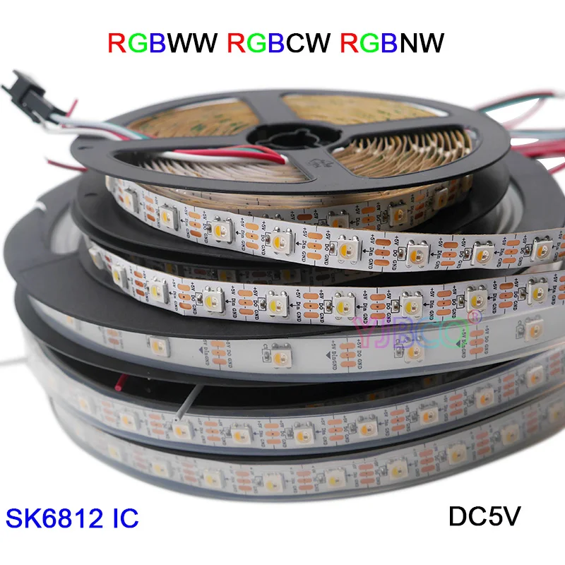 1 m/3m/5 m SK6812 умная Светодиодная лента светильник; 4 цвета в 1 RGBW+ NW/CW/WW; IP30/IP67; 30/60/144 светодиодов/м; похожие ws2812b DC5V адресуемых