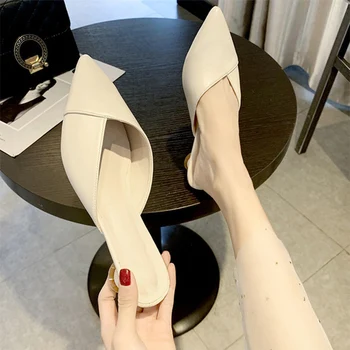 

Women Casual Pointed Toe Slippers Ladies Candy Color Women's Low Heels PU Leather Slides Woman Fashion Female Shoes 2020