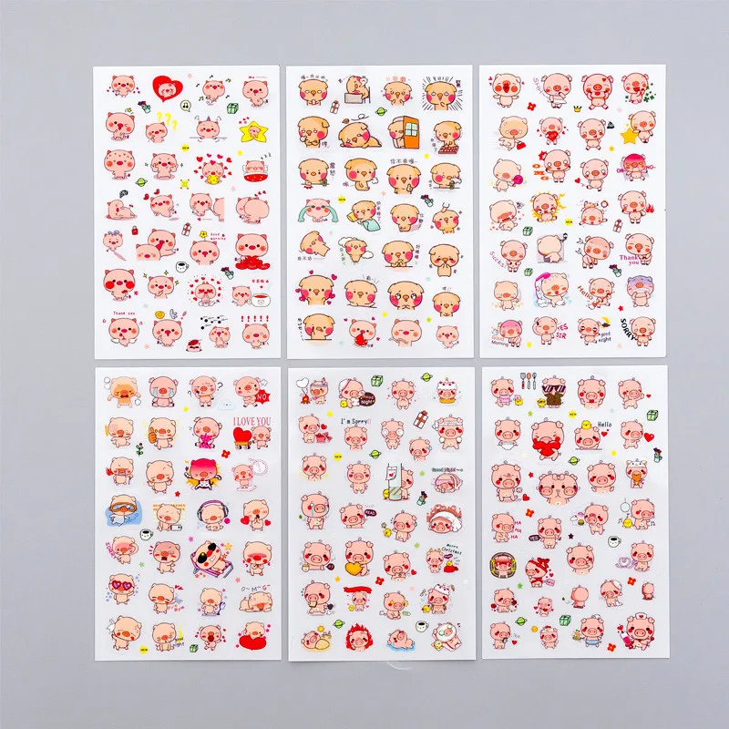 6 шт., Kawaii, дневник с мультяшными животными, стикеры для альбомов, милые наклейки для рисования, планировщик рынка, сделай сам, школьные принадлежности, наклейки для скрапбукинга