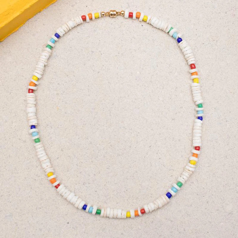 

women fashion white stone necklace colorful beads embellish exquisite fashion jewelry banquet party Statement neck accessories