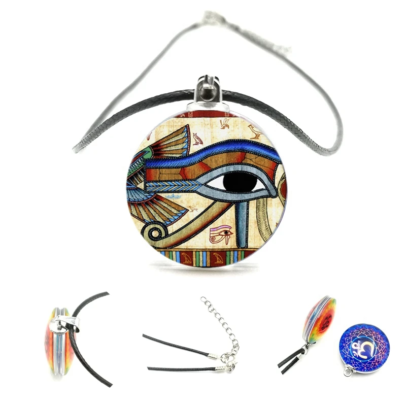 

2020 Charm Simple Evil Eye Double-sided Pendant 25mm Glass Cabochon Black Leather Cord Necklace Men and Women Jewelry Gifts