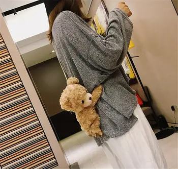 

Women Cross Body Messenger Bag Small Handbag Shoulder Tote Satchel Retro Funny Girls Cute Smile Bear Plush Doll Lolita Handbag