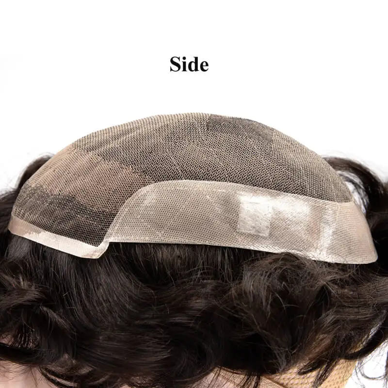 OCT 남성용 천연 인모 보형물, 레이스 및 Pu Toupee 가발, 130% 밀도 남성 가발, 무료 배송, 신제품