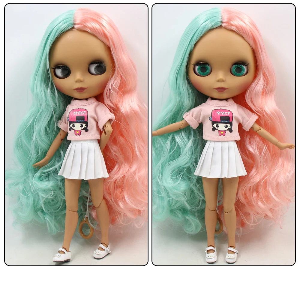 Una – Premium Custom Neo Blythe Doll with Multi-Color Hair, Dark Skin & Matte Cute Face 1